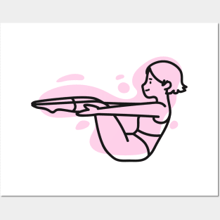 Yoga Boat Pose Sticker Cute Minimal Posters and Art